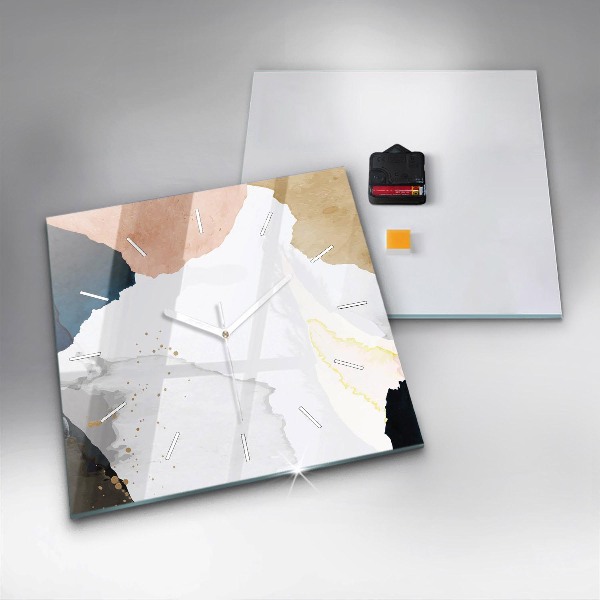 Square glass wall clock Abstraction spots