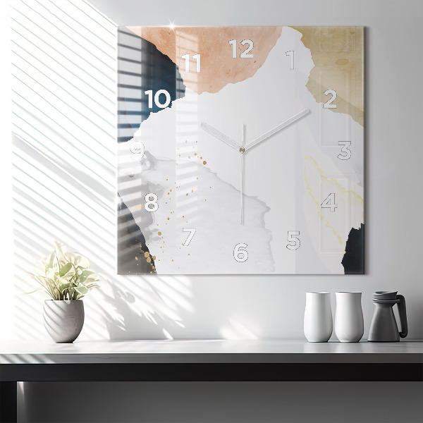 Square glass wall clock Abstraction spots