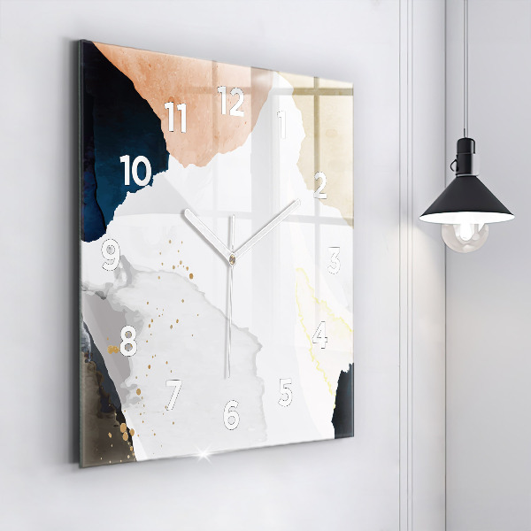 Square glass wall clock Abstraction spots