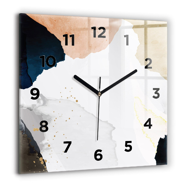 Square glass wall clock Abstraction spots
