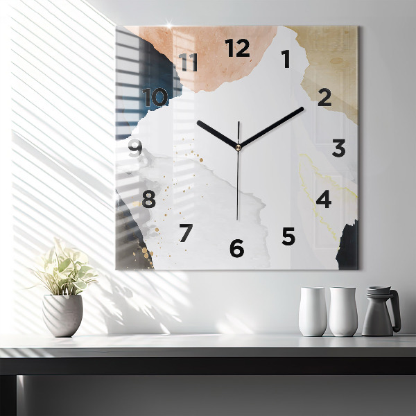 Square glass wall clock Abstraction spots