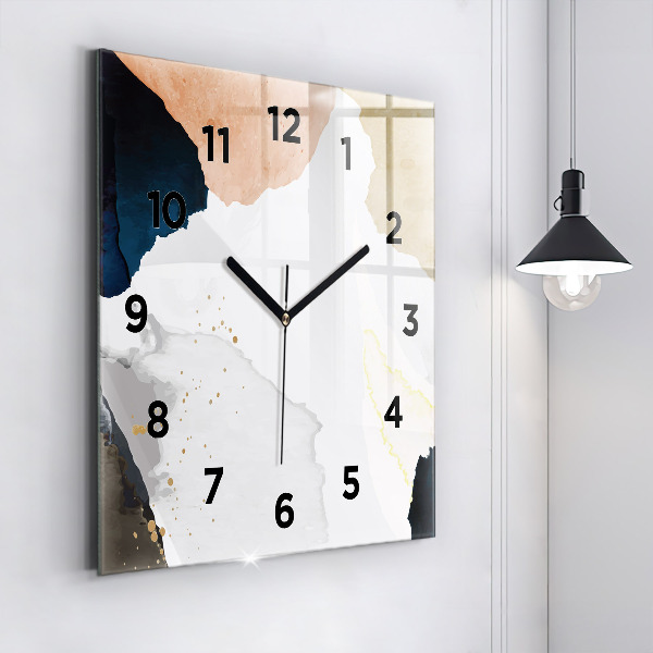 Square glass wall clock Abstraction spots