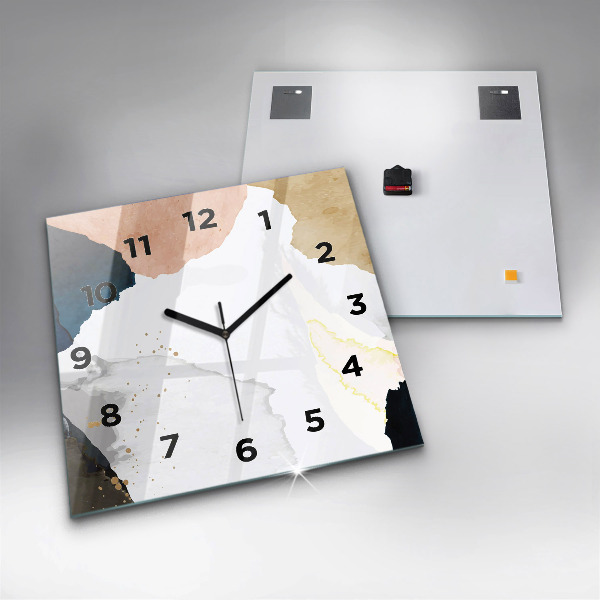 Square glass wall clock Abstraction spots