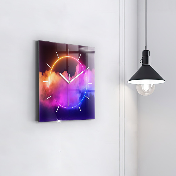 Square glass wall clock 3D smoke abstract
