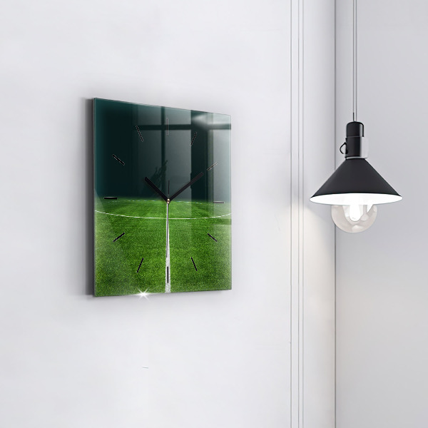 Square glass wall clock Football pitch