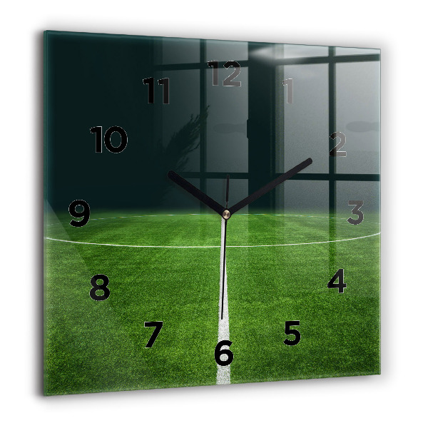 Square glass wall clock Football pitch