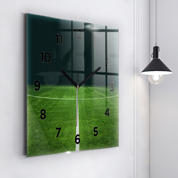 Square glass wall clock Football pitch