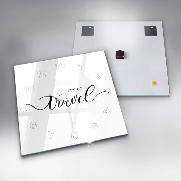 Square glass wall clock The inscription Travel