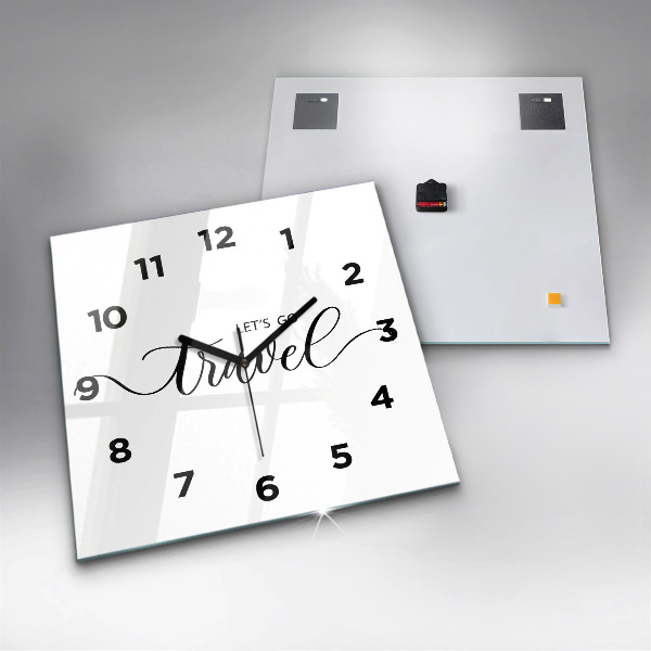 Square glass wall clock The inscription Travel