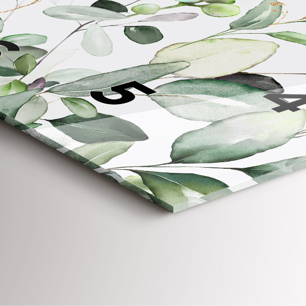 Square glass wall clock Plants leaves