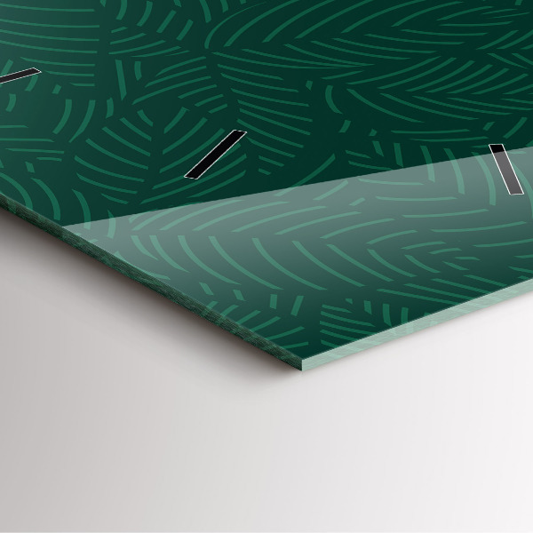 Square glass wall clock Leaf pattern