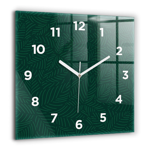 Square glass wall clock Leaf pattern