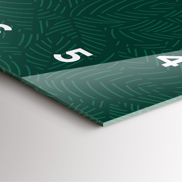 Square glass wall clock Leaf pattern