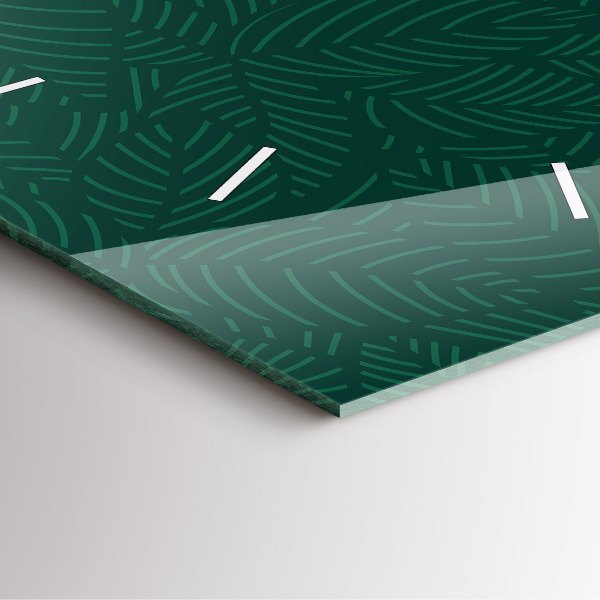 Square glass wall clock Leaf pattern