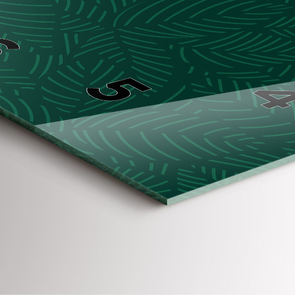 Square glass wall clock Leaf pattern