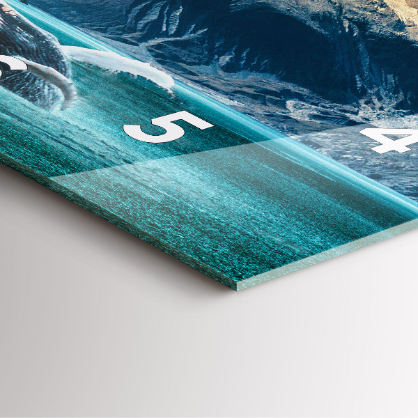 Square glass wall clock Whale water