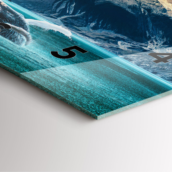 Square glass wall clock Whale water
