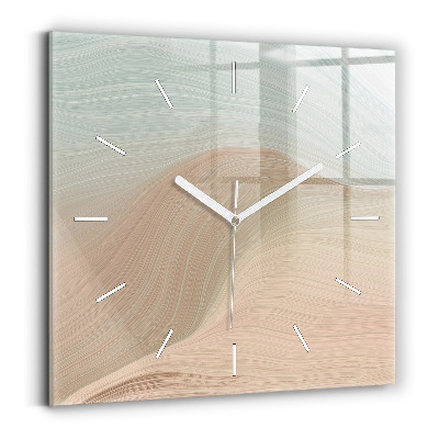 Square glass wall clock Wave abstraction