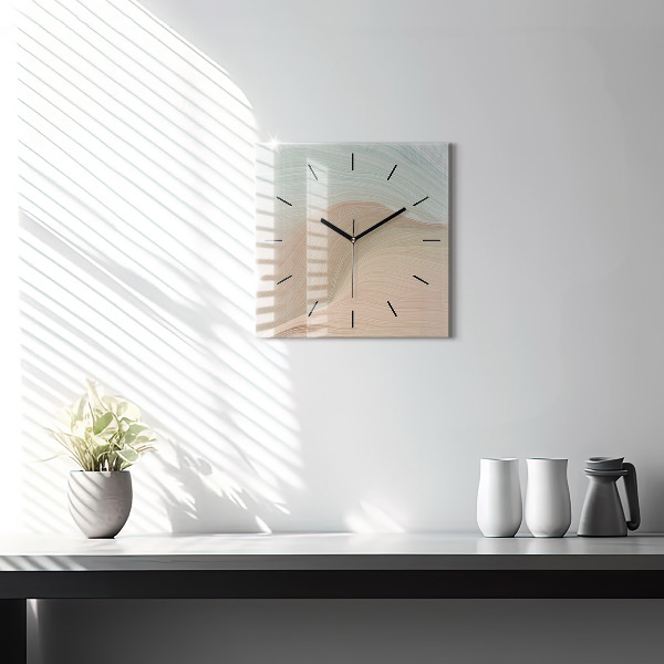 Square glass wall clock Wave abstraction