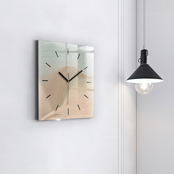 Square glass wall clock Wave abstraction