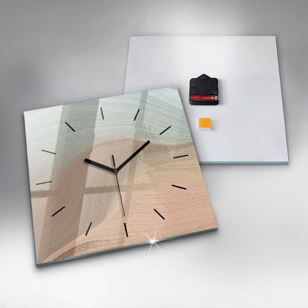 Square glass wall clock Wave abstraction