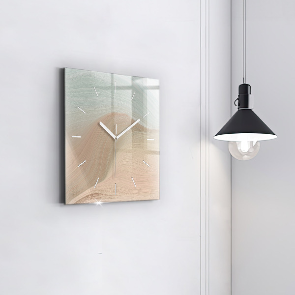 Square glass wall clock Wave abstraction