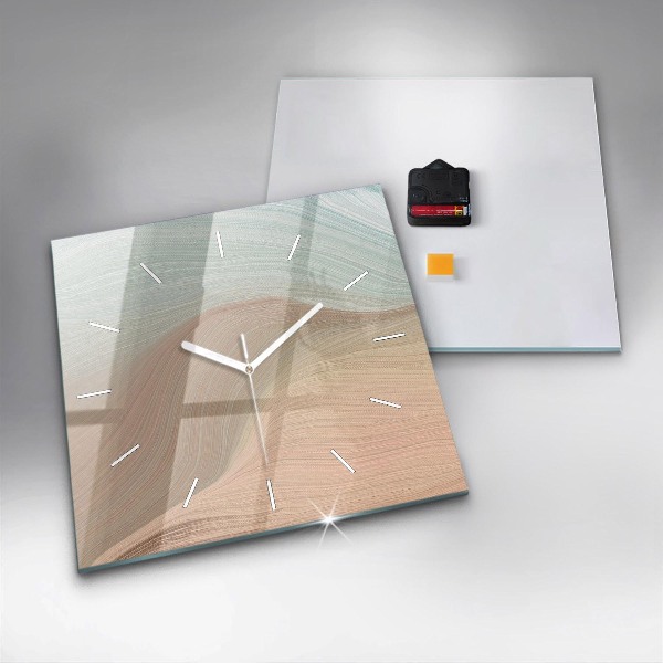 Square glass wall clock Wave abstraction