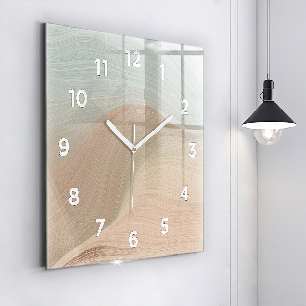 Square glass wall clock Wave abstraction