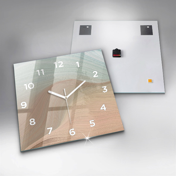 Square glass wall clock Wave abstraction