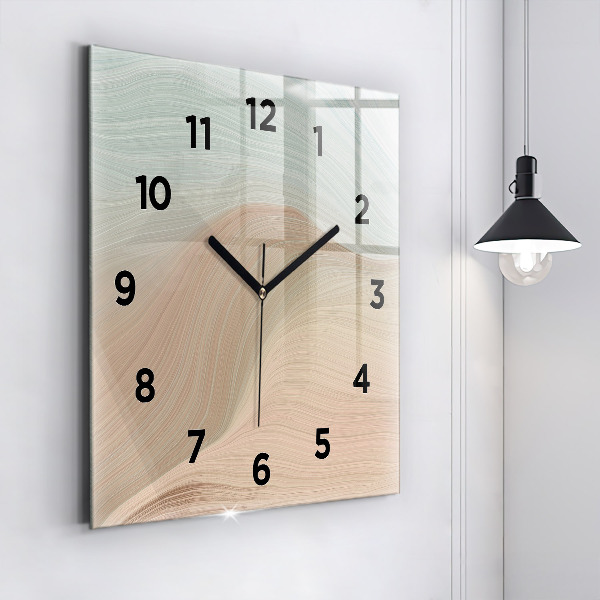 Square glass wall clock Wave abstraction