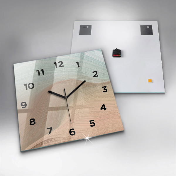 Square glass wall clock Wave abstraction