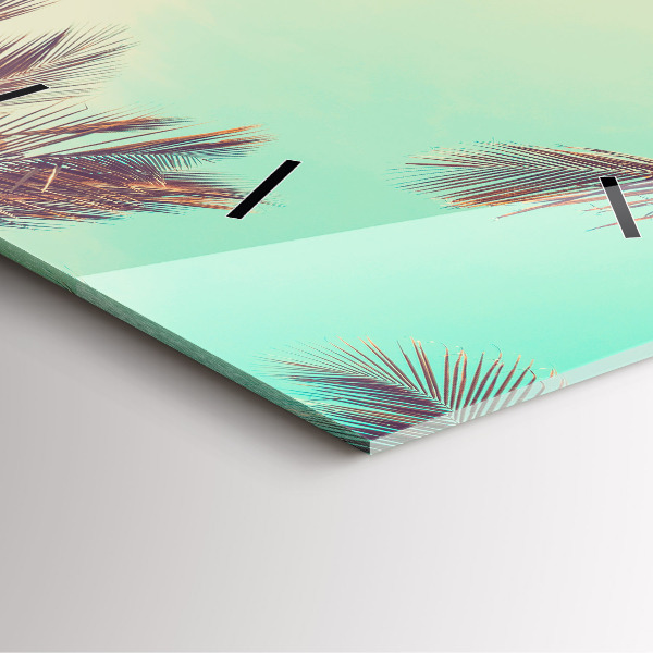 Square glass wall clock Tropical palm trees