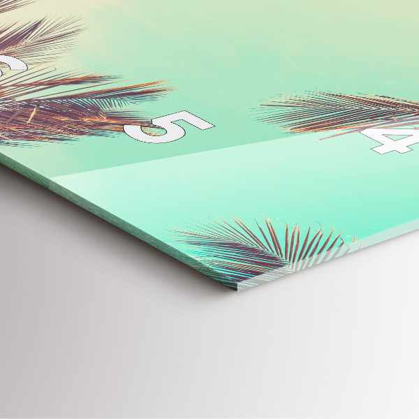 Square glass wall clock Tropical palm trees