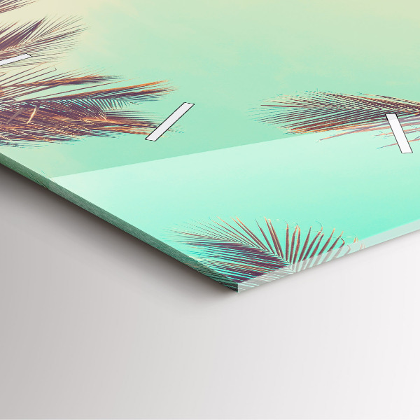 Square glass wall clock Tropical palm trees