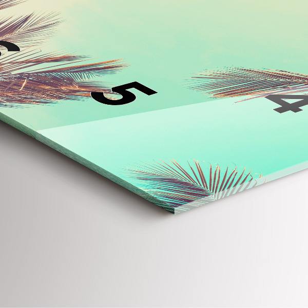Square glass wall clock Tropical palm trees