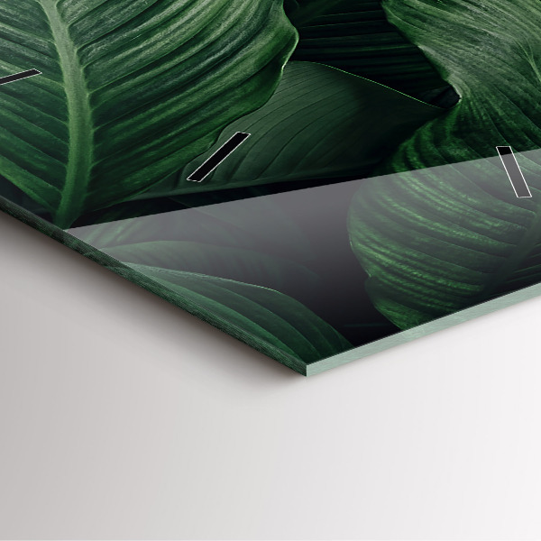 Square glass wall clock Tropical Monstera