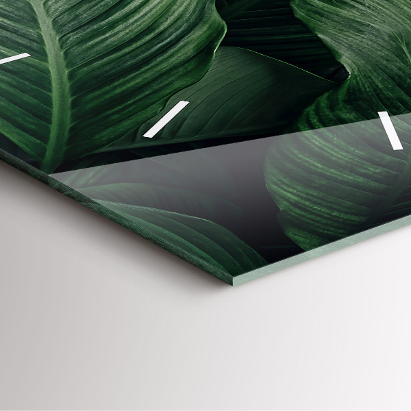 Square glass wall clock Tropical Monstera
