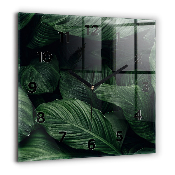 Square glass wall clock Tropical Monstera