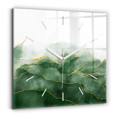 Square glass wall clock Abstraction leaves