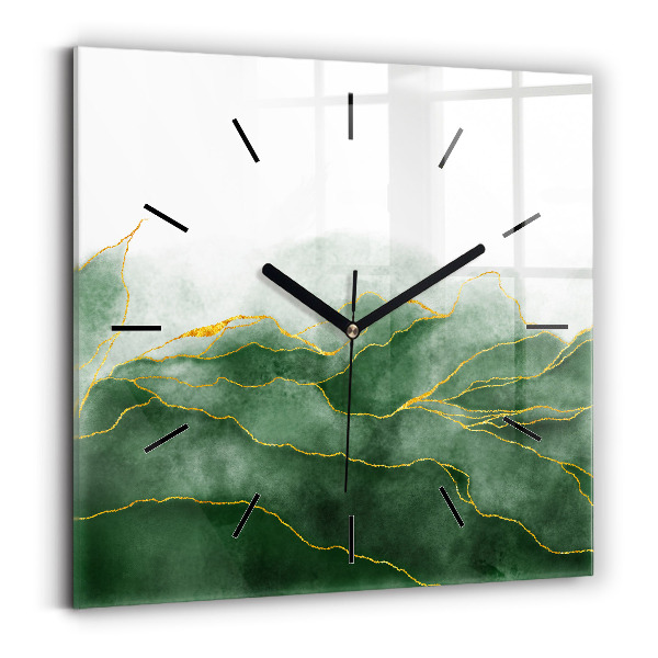 Square glass wall clock Abstraction leaves