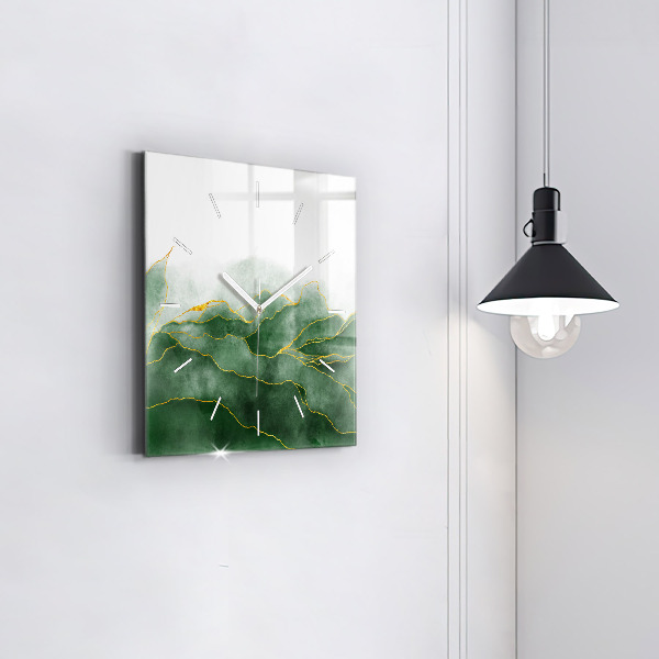 Square glass wall clock Abstraction leaves