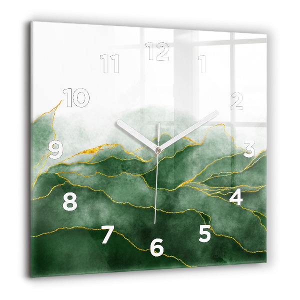 Square glass wall clock Abstraction leaves