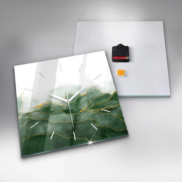 Square glass wall clock Abstraction leaves