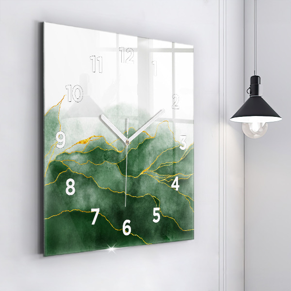 Square glass wall clock Abstraction leaves