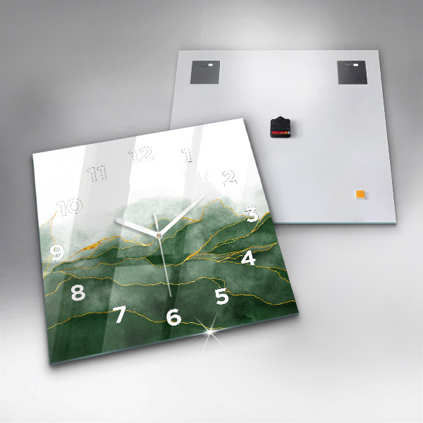 Square glass wall clock Abstraction leaves