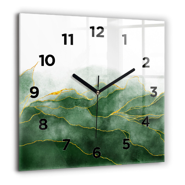 Square glass wall clock Abstraction leaves