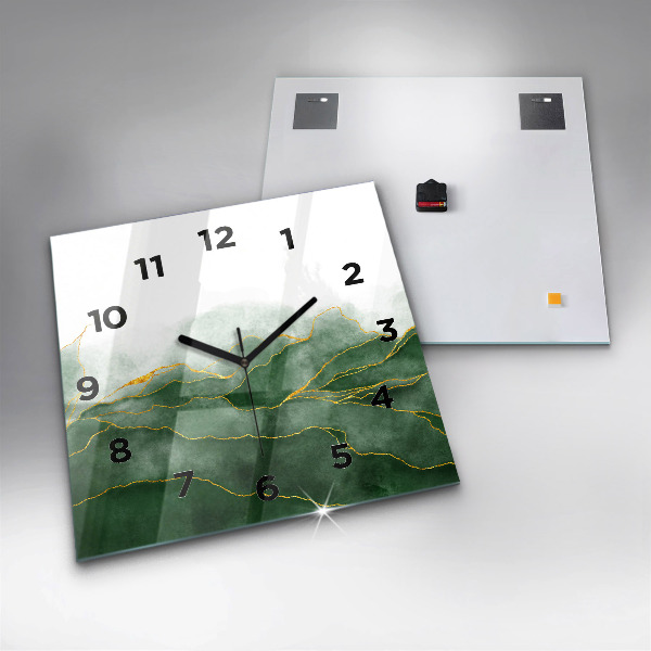 Square glass wall clock Abstraction leaves