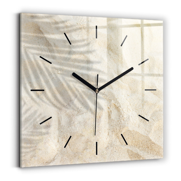 Square glass wall clock Palm tree shadow sand