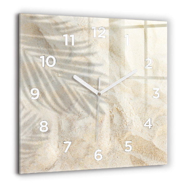 Square glass wall clock Palm tree shadow sand