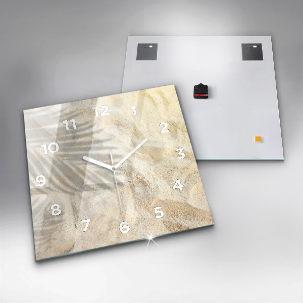 Square glass wall clock Palm tree shadow sand